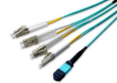 40G -QSFP Mould MPO Fiber Connector , 2M Multimode OM3 MPO Breakout Cable